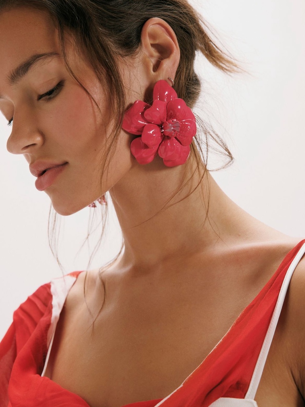 NWT Free People Hot Pink Rory Flower Earrings